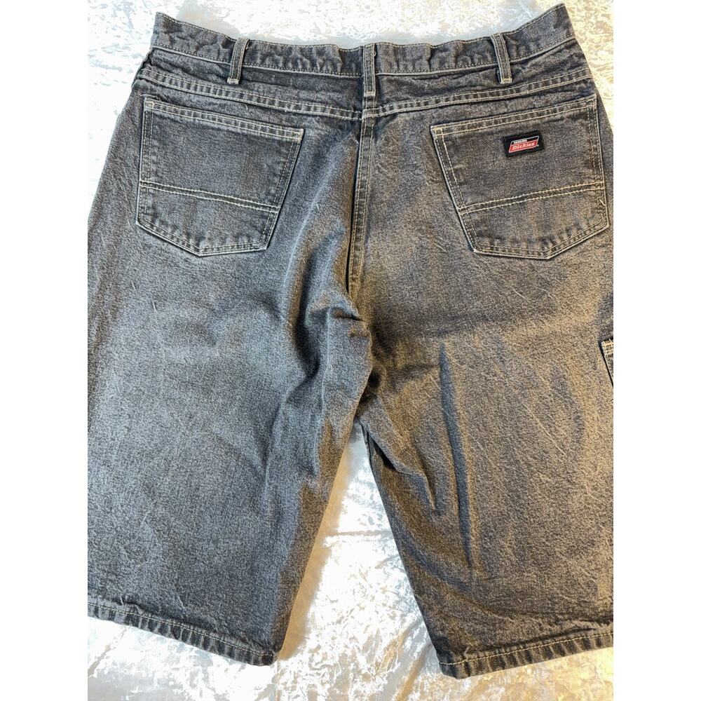 Dickies Carpenter Denim Shorts Mens 36 Black Gray Workwear Loose Baggy Y2K
